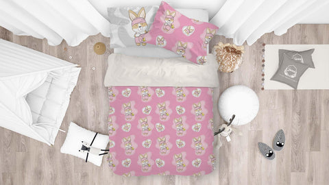 3D Pink Puppy Duck Quilt Cover Set Bedding Set Pillowcases 12- Jess Art Decoration