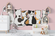 3D Cartoon Animal Cat Pink Wall Mural Wallpaper LQH 56- Jess Art Decoration