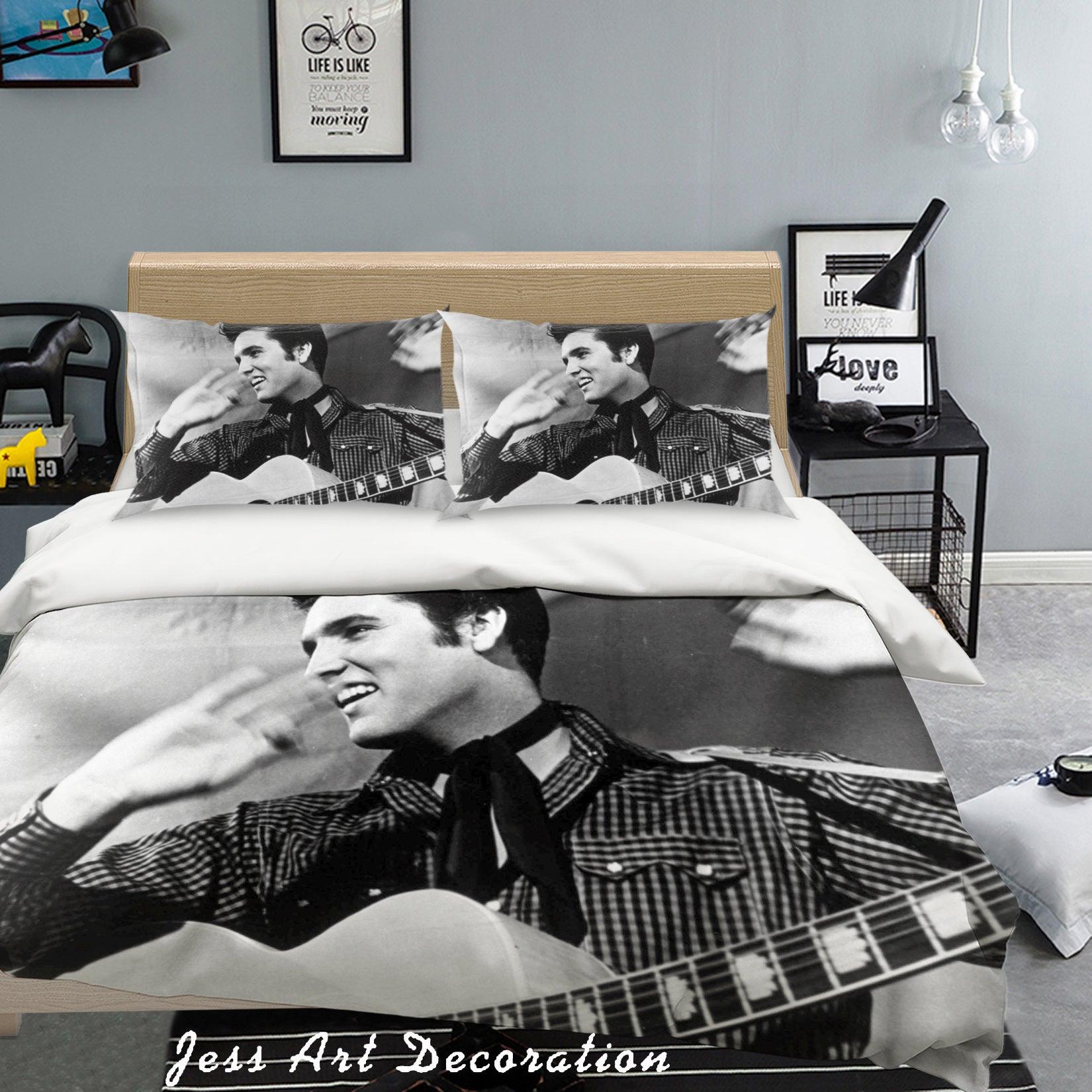 3D Rock Elvis Presley Quilt Cover Set Bedding Set Pillowcases 32- Jess Art Decoration