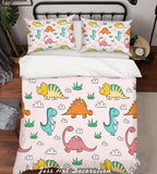 3D Cartoon Dinosaur Pink Quilt Cover Set Bedding Set Pillowcases 14- Jess Art Decoration