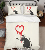 3D Banksy Love Rat Quilt Cover Set Bedding Set Duvet Cover Pillowcases  ZY D40- Jess Art Decoration
