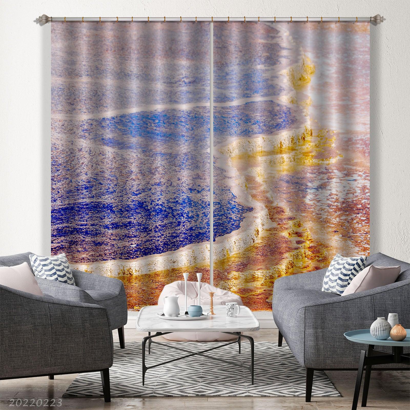 3D Abstract Blue Gold Pattern Curtains and Drapes GD 2816- Jess Art Decoration