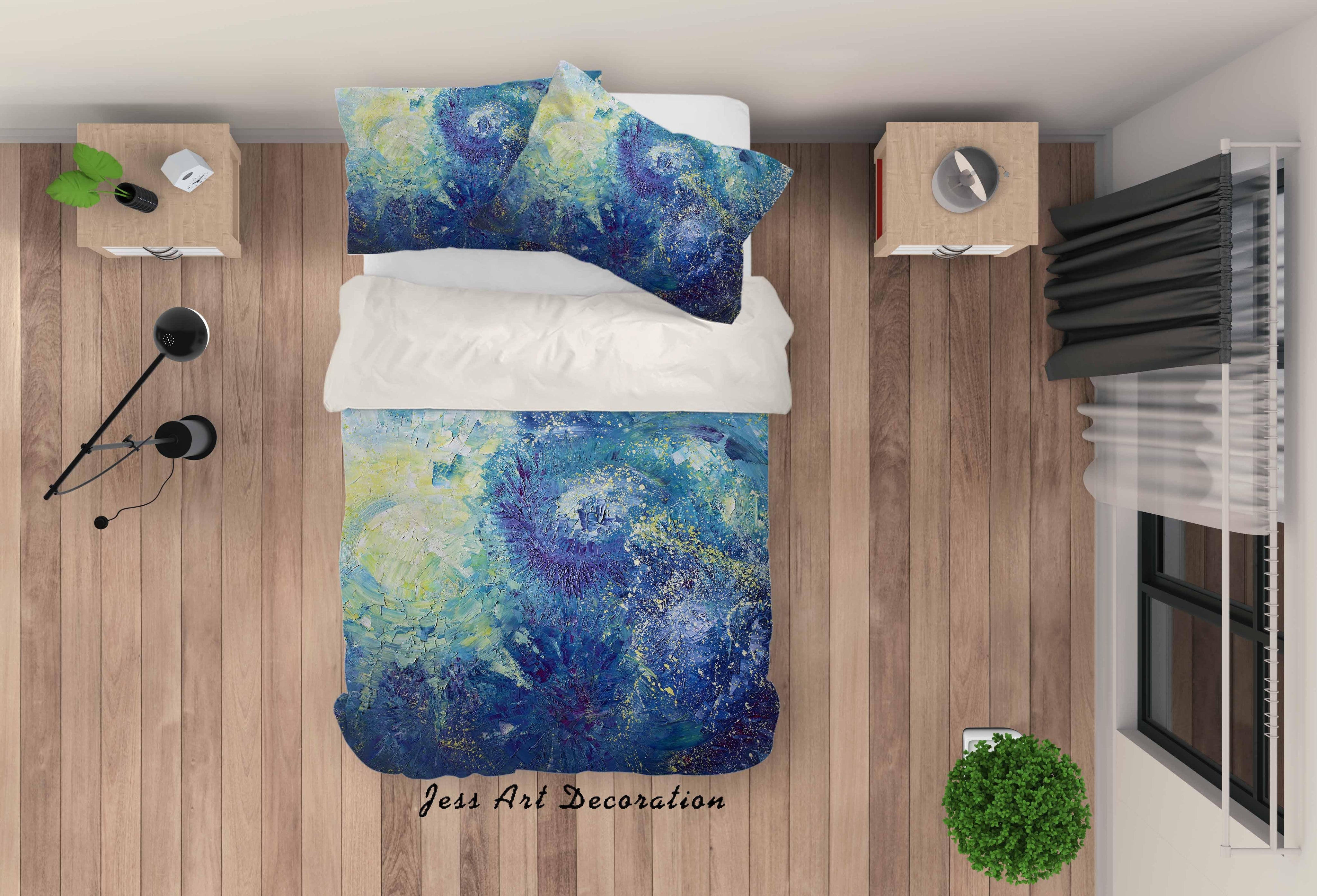 3D Abstract Blue Oil Painting Quilt Cover Set Bedding Set Pillowcasesn 44- Jess Art Decoration