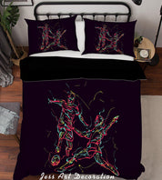 3D Black Soccer Player Quilt Cover Set Bedding Set Pillowcases 30- Jess Art Decoration