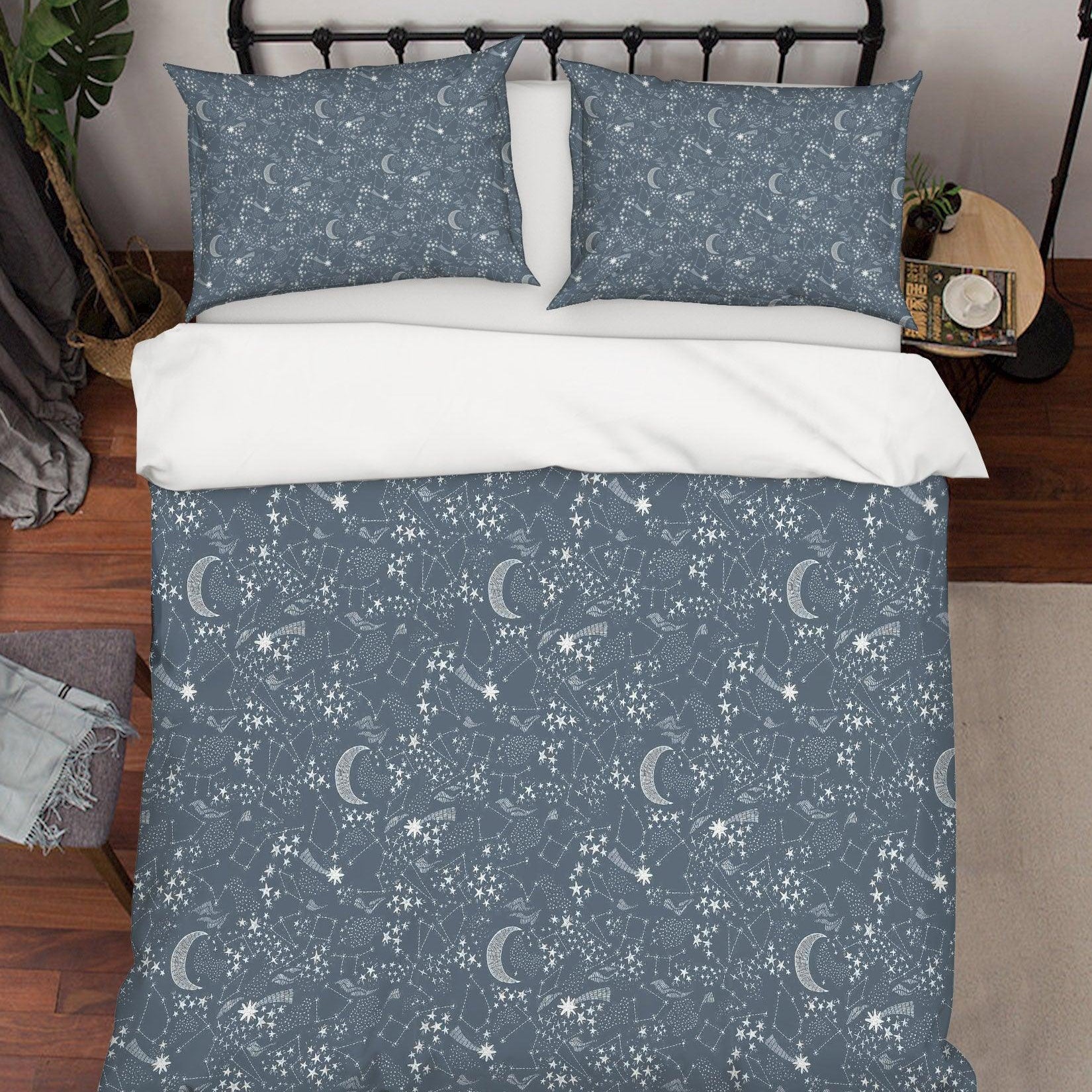 3D Abstract Moon Star Pattern Quilt Cover Set Bedding Set Duvet Cover Pillowcases WJ 6874- Jess Art Decoration