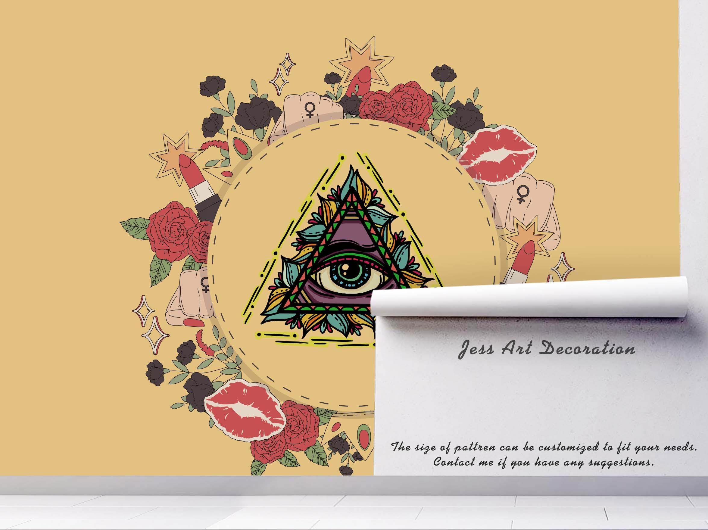 3D Yellow Eye Icon Wall Mural Wallpaper 38- Jess Art Decoration