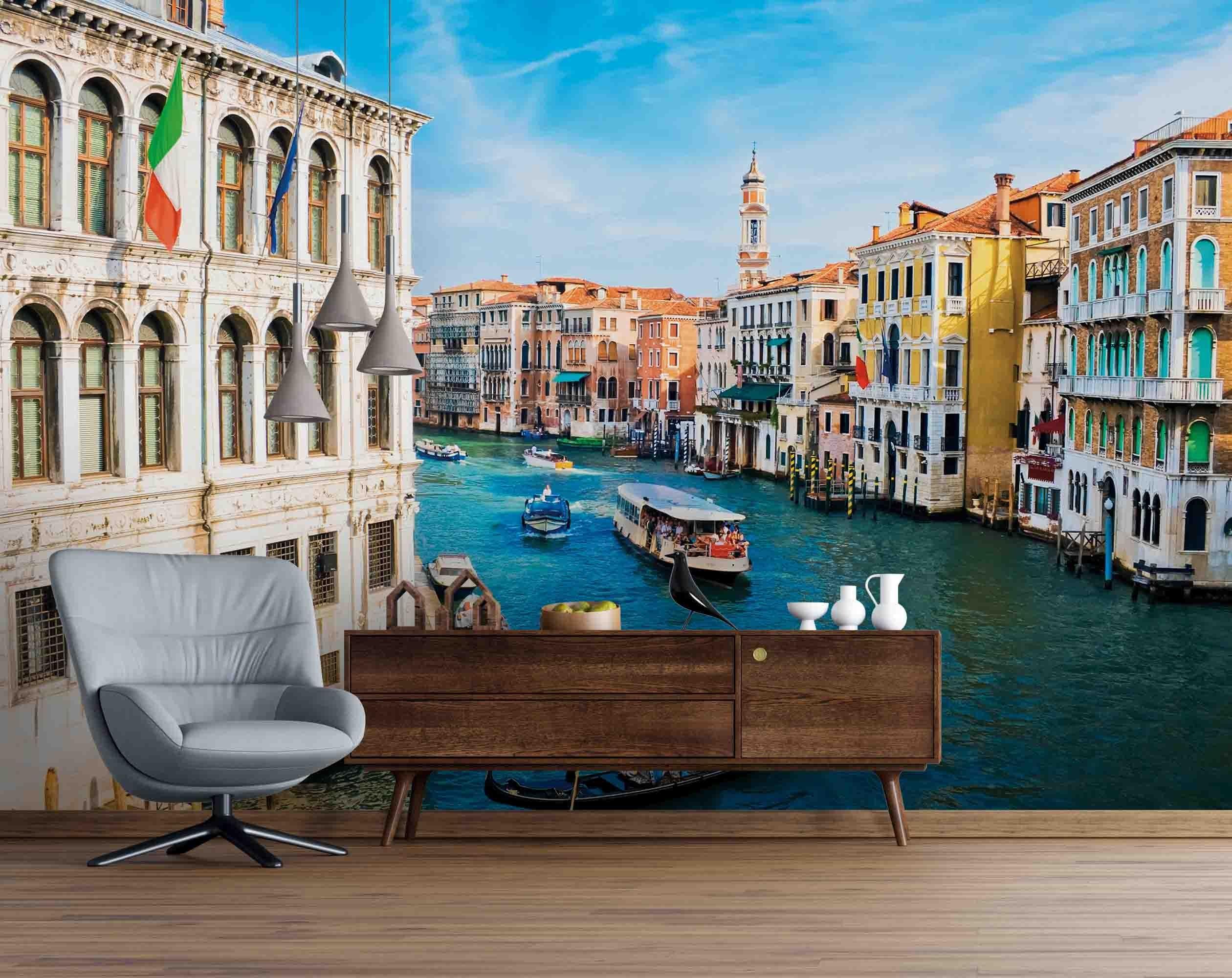 3D Blue Sky White Clouds Waterside Town Wall Mural Wallpaper 66- Jess Art Decoration