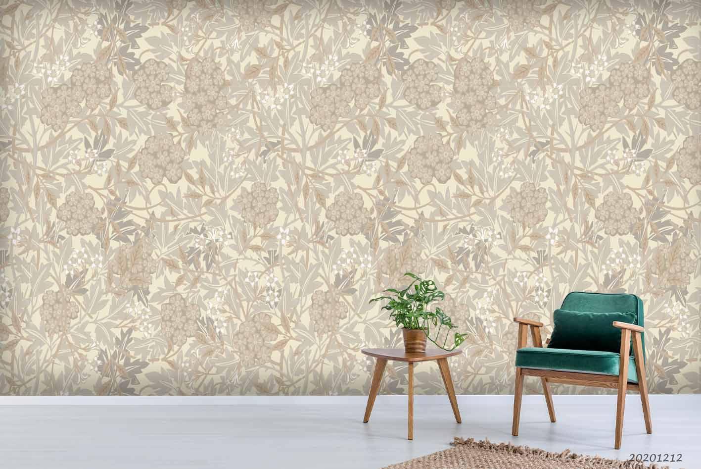 3D Hand Drawn Elegant Floral Leaves Plant Background Wall Mural Wallpaper LXL- Jess Art Decoration