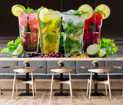 3D Mojito Cocktail Icy Dark Background Wall Mural Wallpaper SWW32- Jess Art Decoration