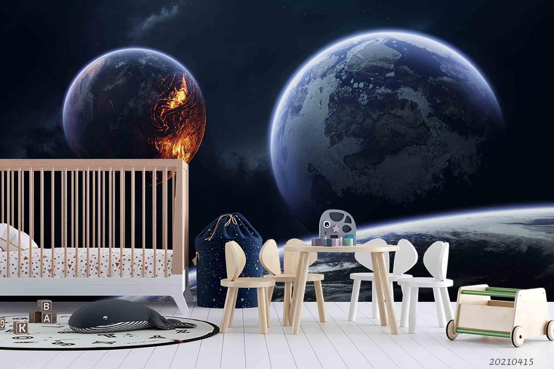 3D Space Planet Universe Wall Mural Wallpaper LQH 4- Jess Art Decoration