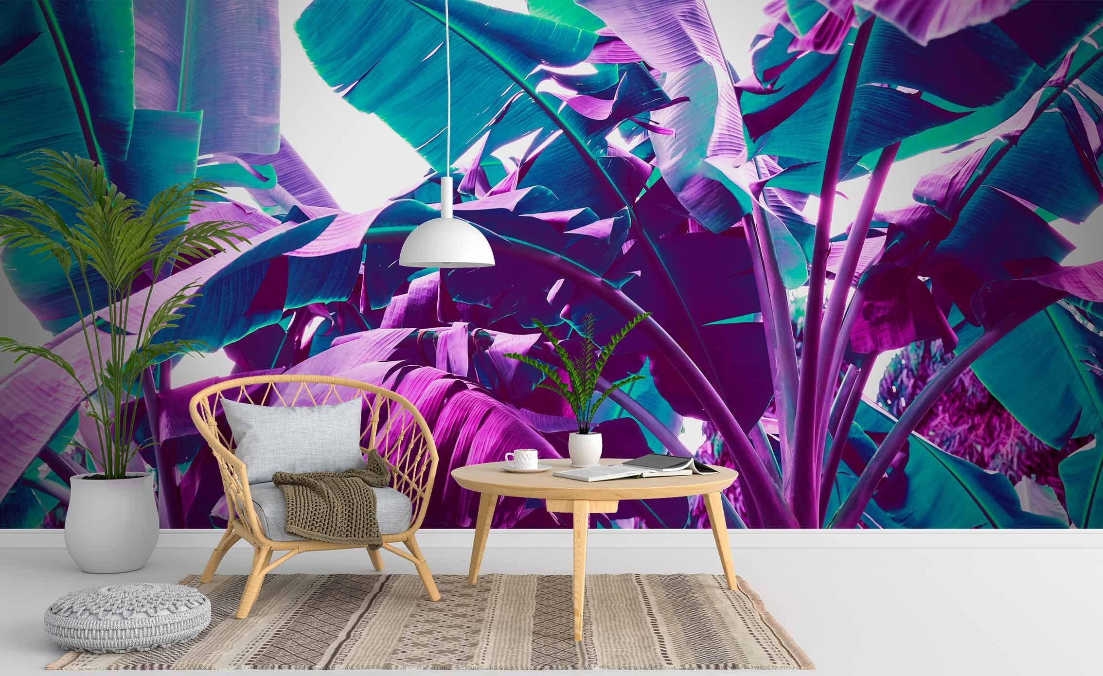 3D Tropical Purple Banana Leaf Wall Mural Wallpaper 66 LQH- Jess Art Decoration