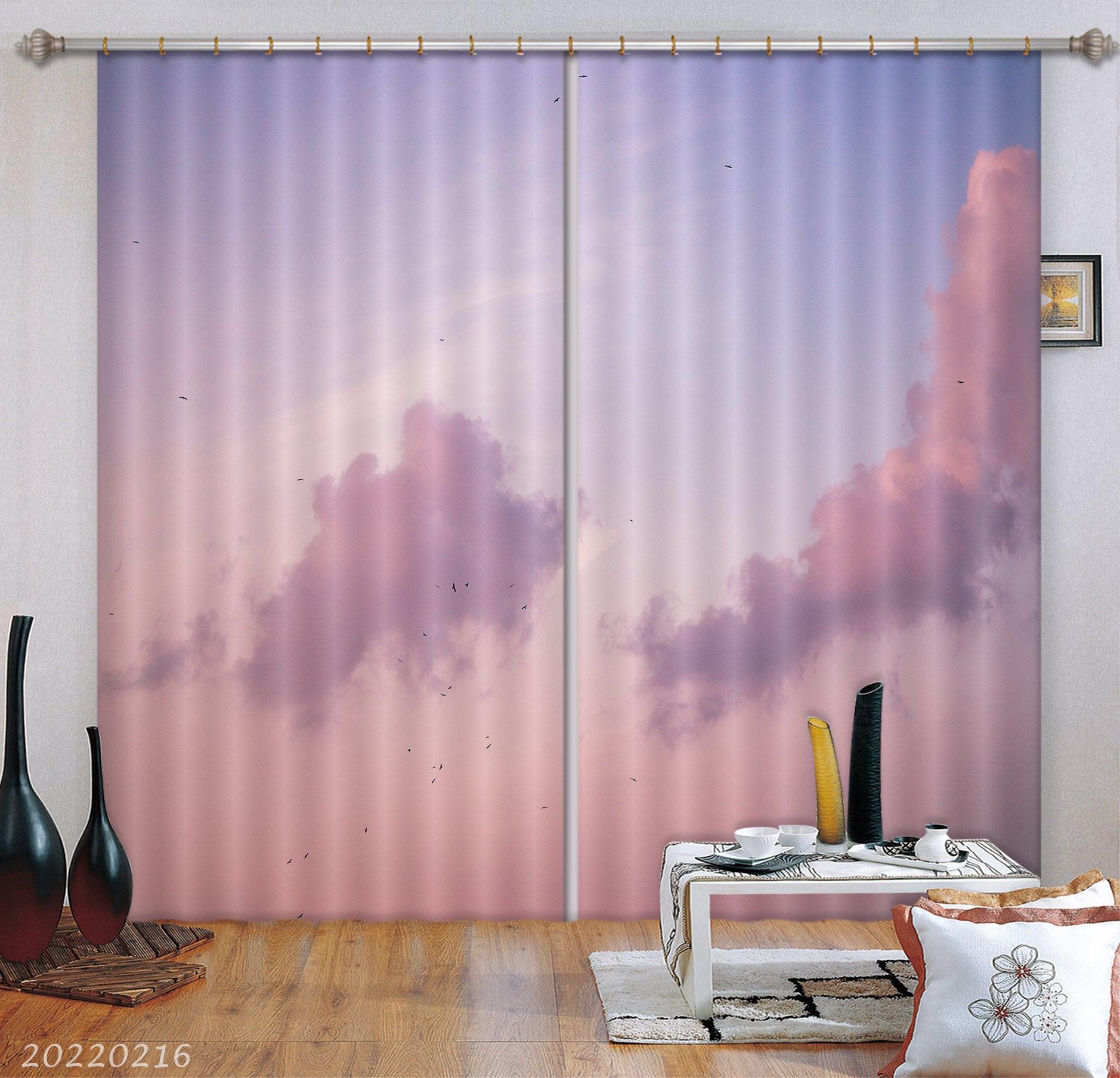 3D Pink Sky Cloud Pattern Curtains and Drapes GD 2235- Jess Art Decoration