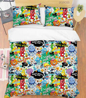 3D Abstract Color Monster Graffiti Quilt Cover Set Bedding Set Duvet Cover Pillowcases 80- Jess Art Decoration