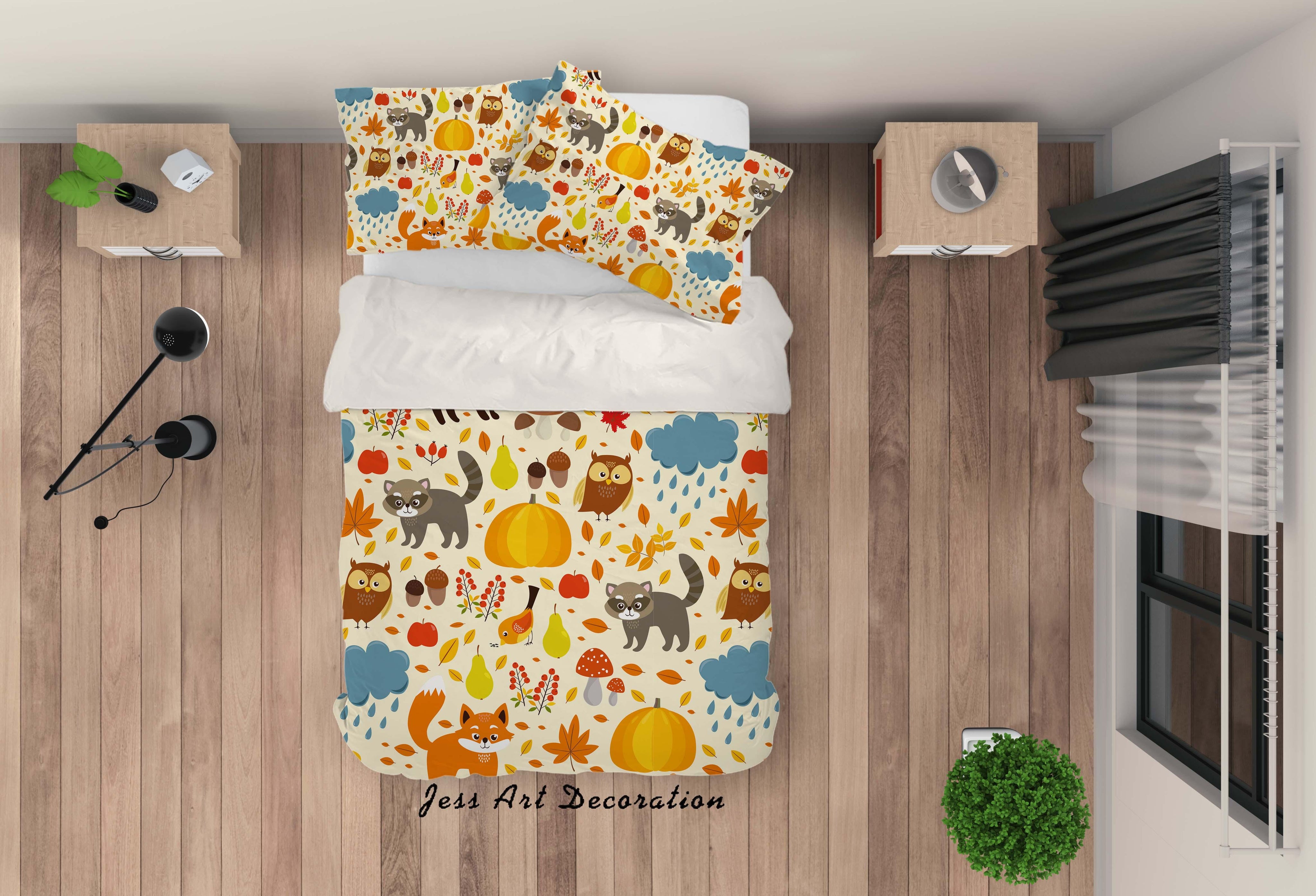 3D Cartoon Animal Pumpkin Quilt Cover Set Bedding Set Pillowcases 58- Jess Art Decoration