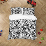 3D Abstract Illustration Graffiti Quilt Cover Set Bedding Set Duvet Cover Pillowcases 60- Jess Art Decoration