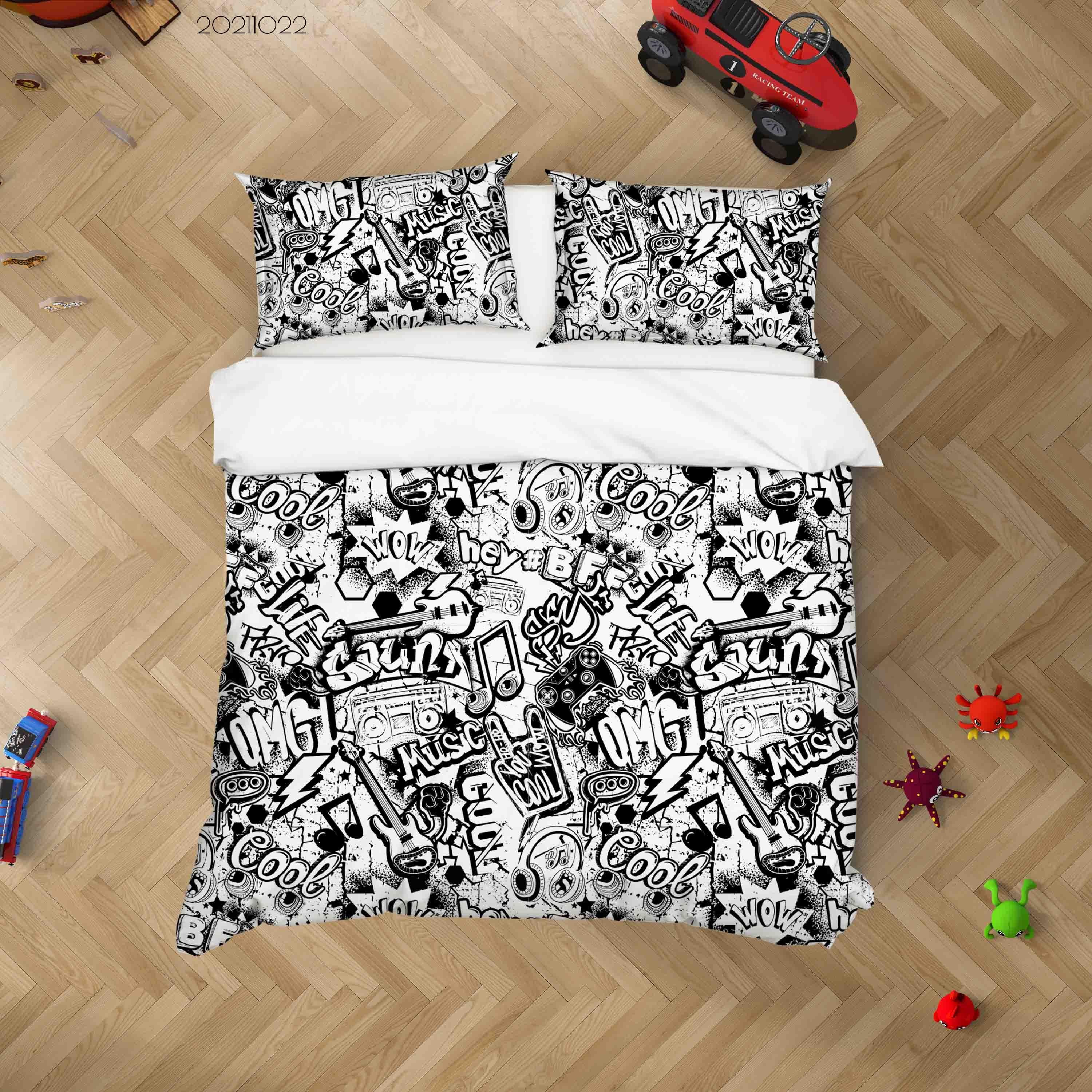 3D Abstract Illustration Graffiti Quilt Cover Set Bedding Set Duvet Cover Pillowcases 60- Jess Art Decoration