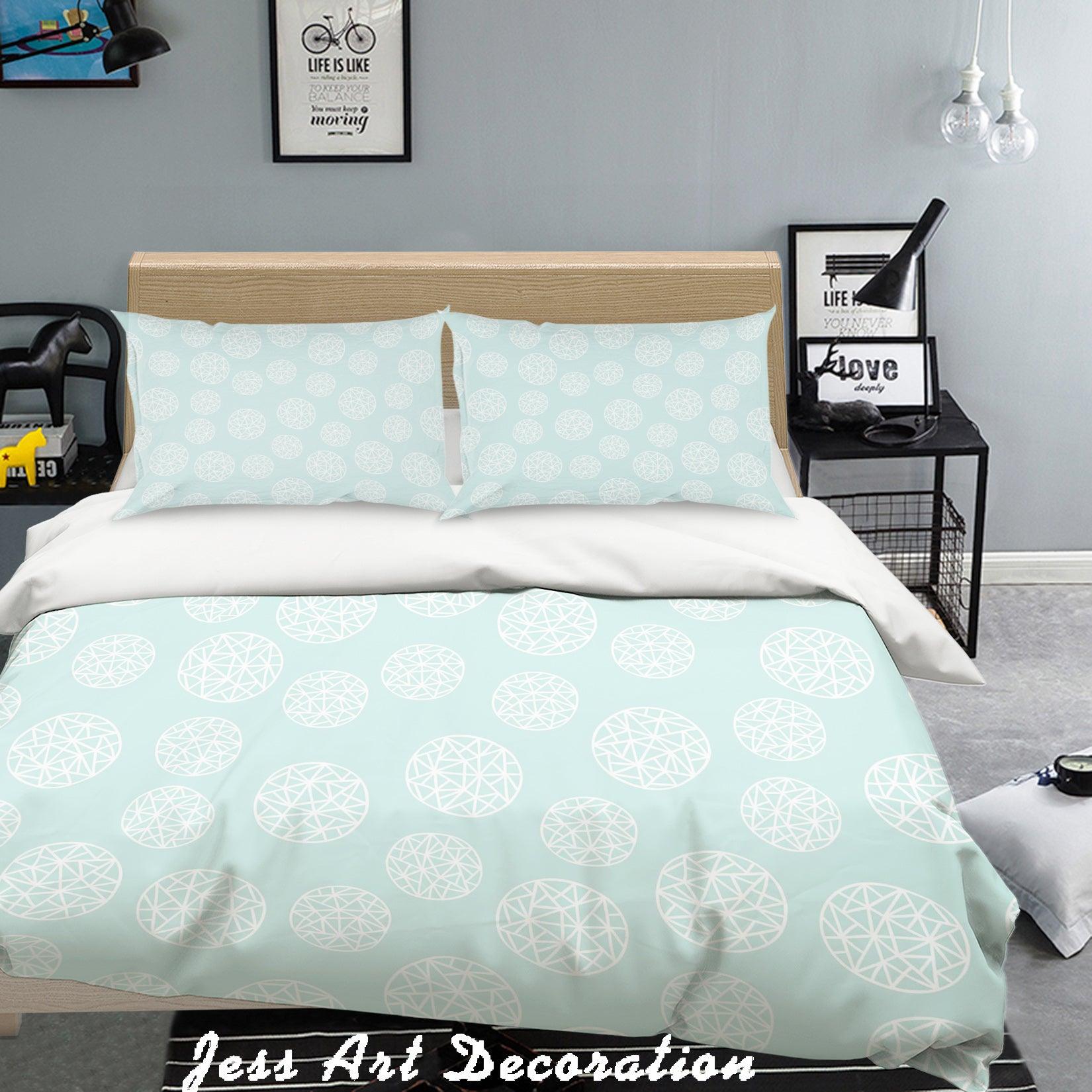 3D White Decorative Pattern Green Background Quilt Cover Set Bedding Set Pillowcases 167- Jess Art Decoration
