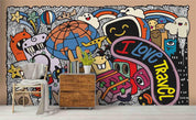 3D Graffiti Travel Earth Camera Cartoon Wall Mural Wallpaper SF31- Jess Art Decoration