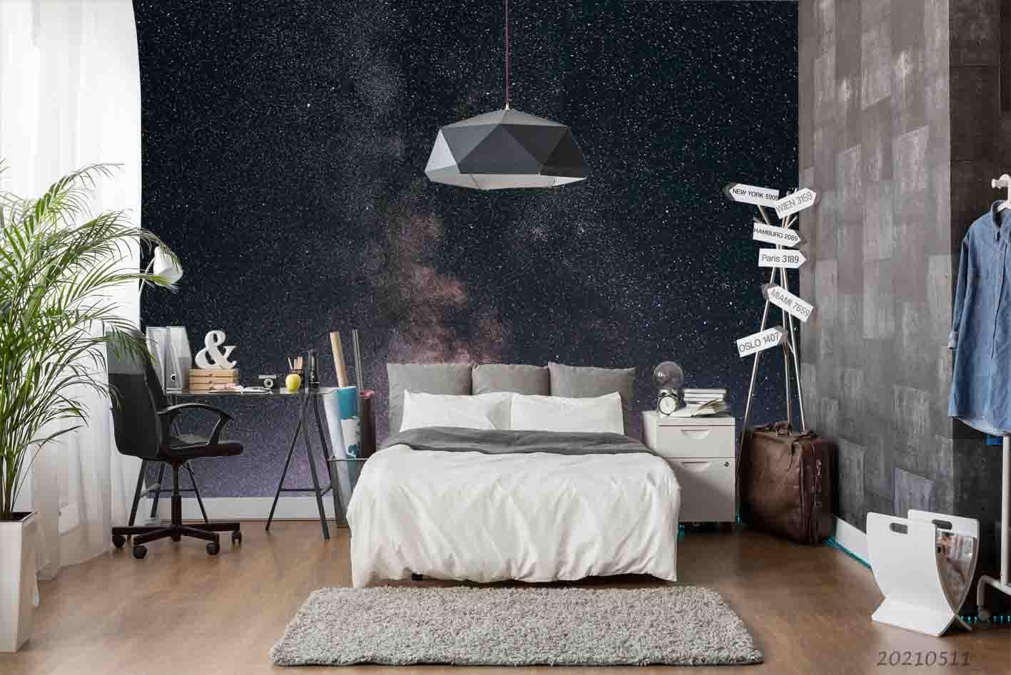 3D Starry Sky Nature Landscape Wall Mural Wallpaper LQH 159- Jess Art Decoration
