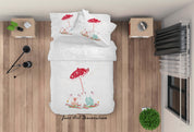 3D White Rabbit Umbrella Quilt Cover Set Bedding Set Duvet Cover Pillowcases SF97- Jess Art Decoration