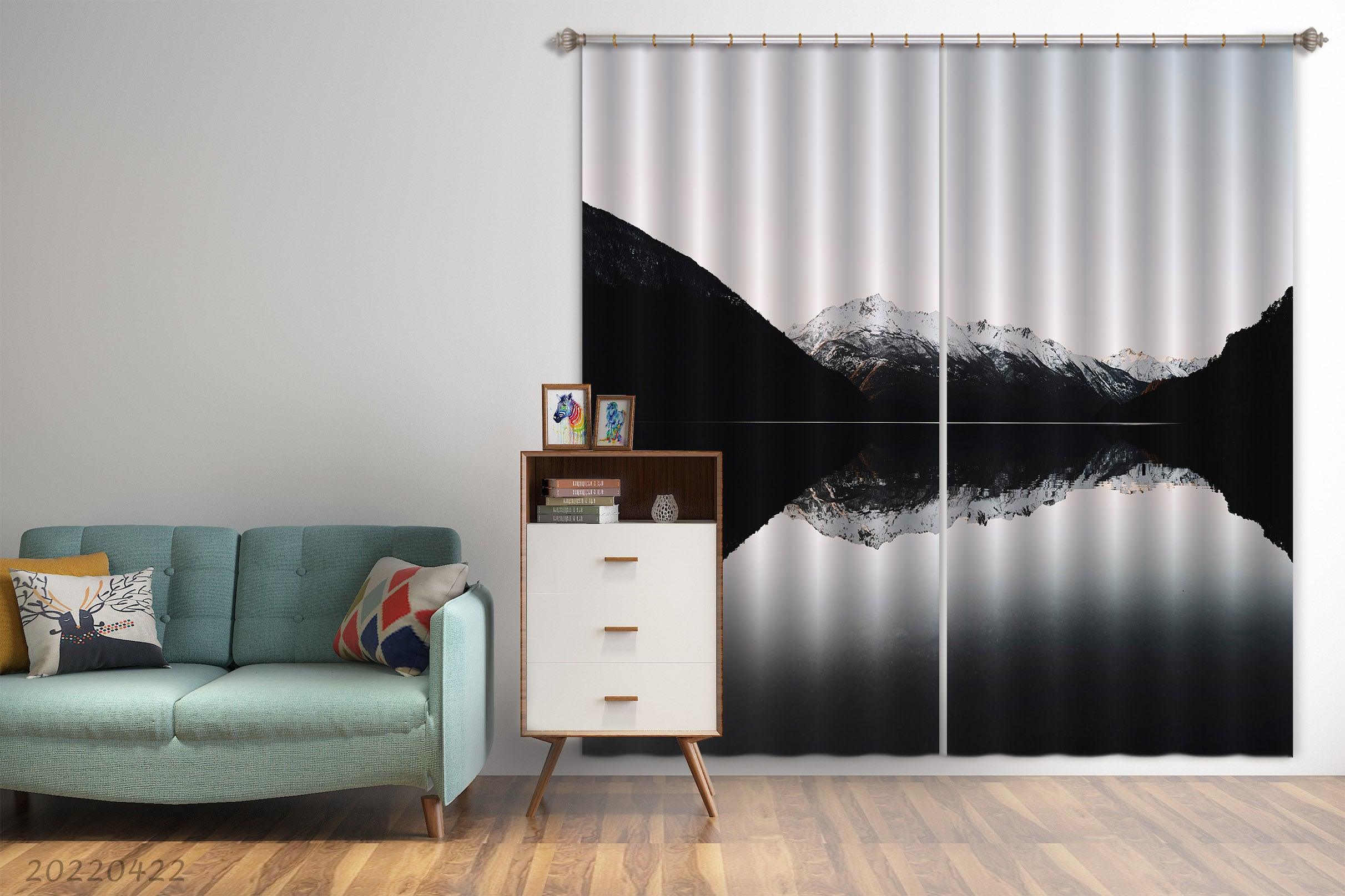 3D Landscape Mountain Snow River Curtains and Drapes GD 4207- Jess Art Decoration