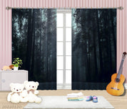 3D Black Woods White Mist Curtains and Drapes GD 1549- Jess Art Decoration