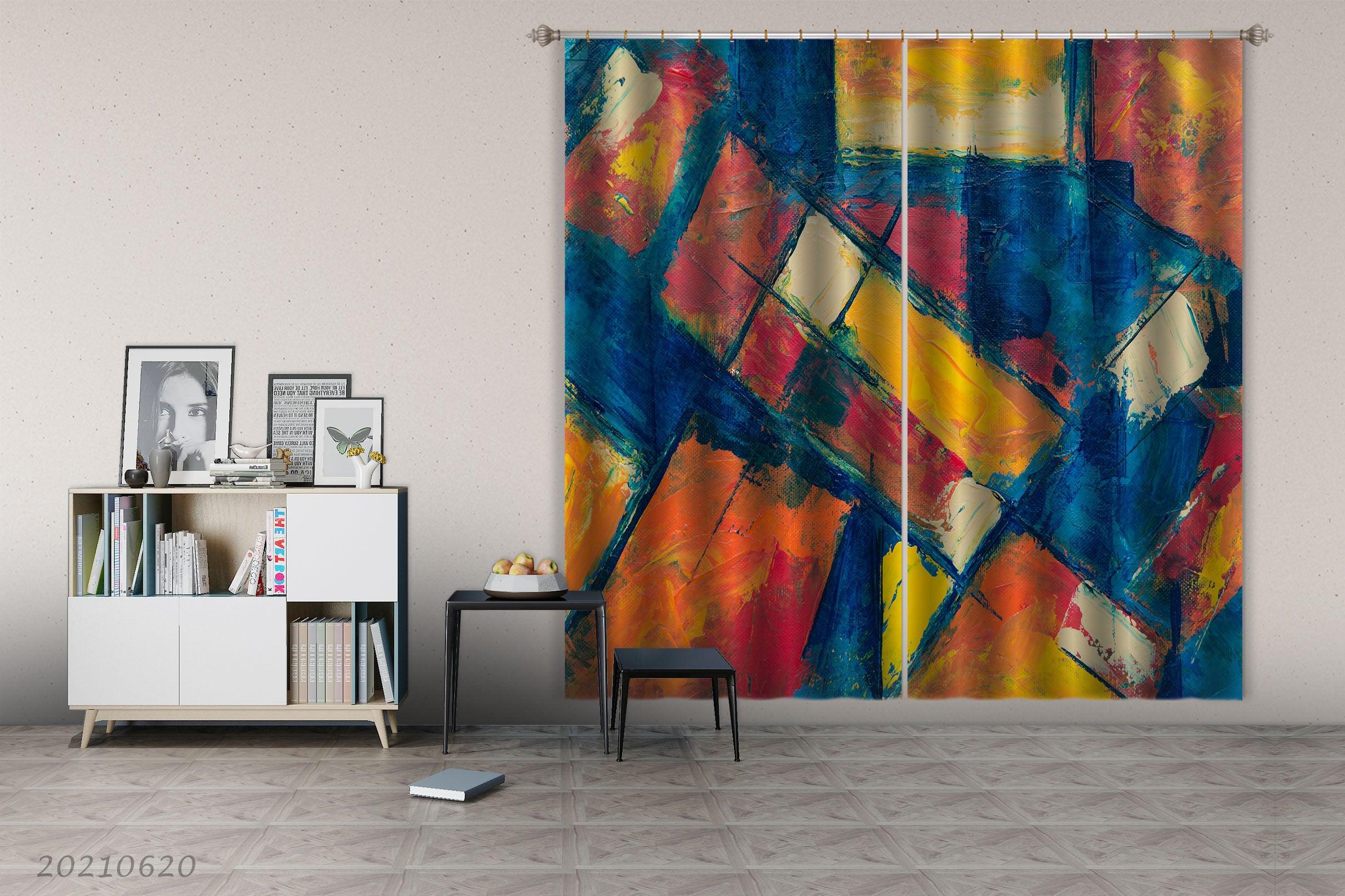 3D Abstract Color Geometric Art Graffiti Curtains and Drapes GD 732- Jess Art Decoration