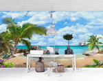 3D Landscape Tree Seabeach Cloud Wall Mural Wallpaper WJ 2063- Jess Art Decoration