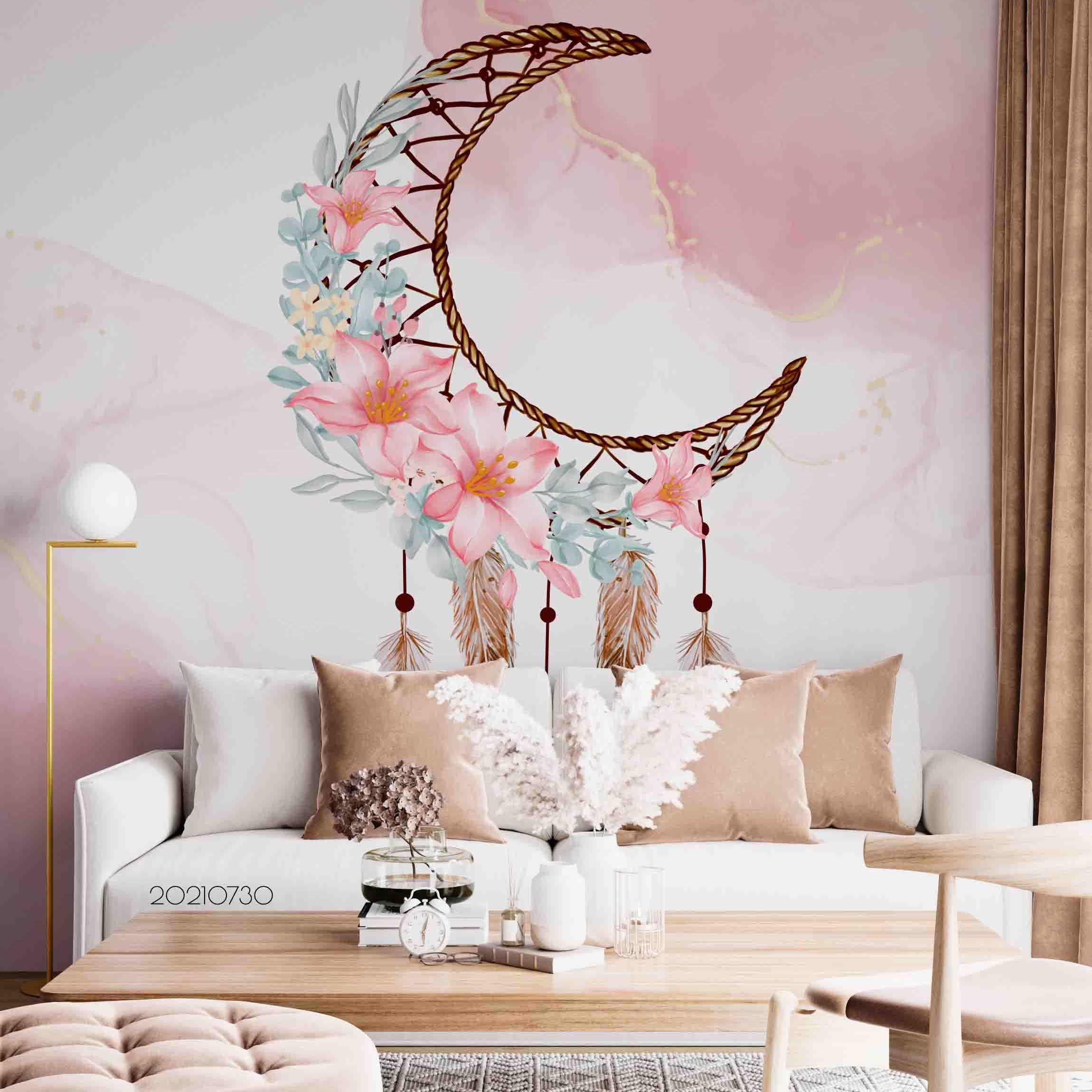 3D Watercolor Tribal Feather Floral Wall Mural Wallpaper SWW4480- Jess Art Decoration