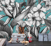 3D Hand Painted Grey Floral Wall Mural Wallpaper 2- Jess Art Decoration