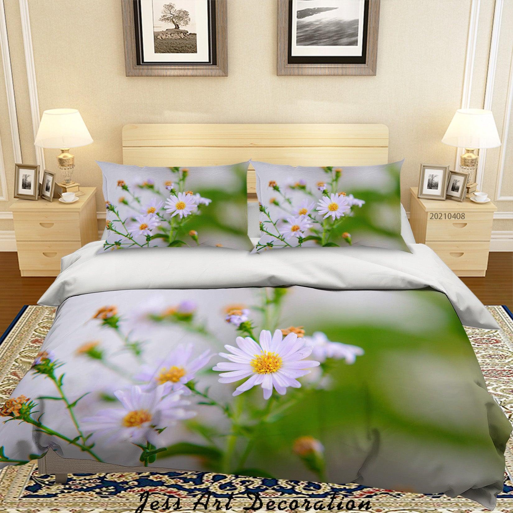 3D White Chrysanthemum Quilt Cover Set Bedding Set Duvet Cover Pillowcases 261- Jess Art Decoration