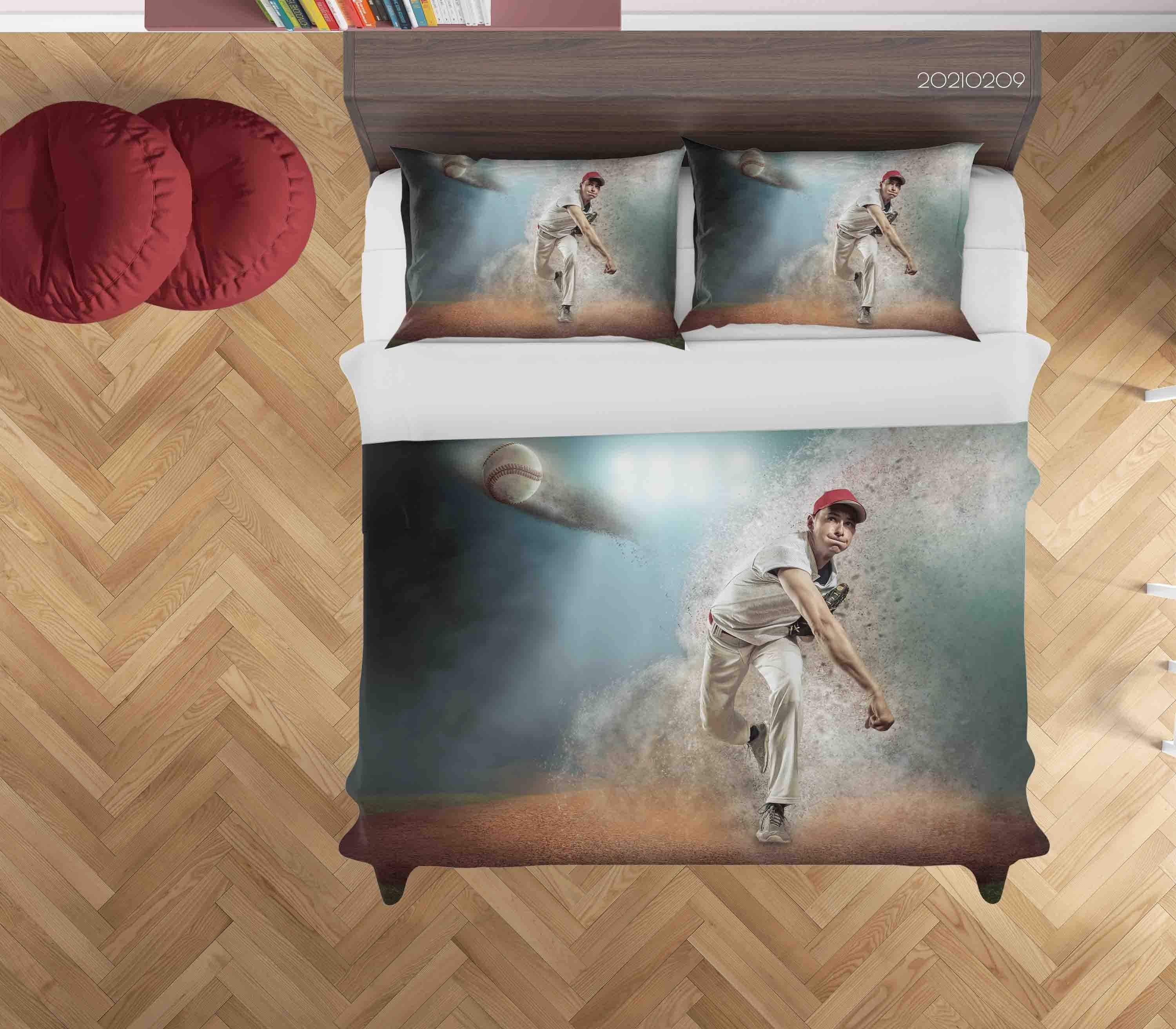 3D Sports Baseball Quilt Cover Set Bedding Set Duvet Cover Pillowcases 309- Jess Art Decoration