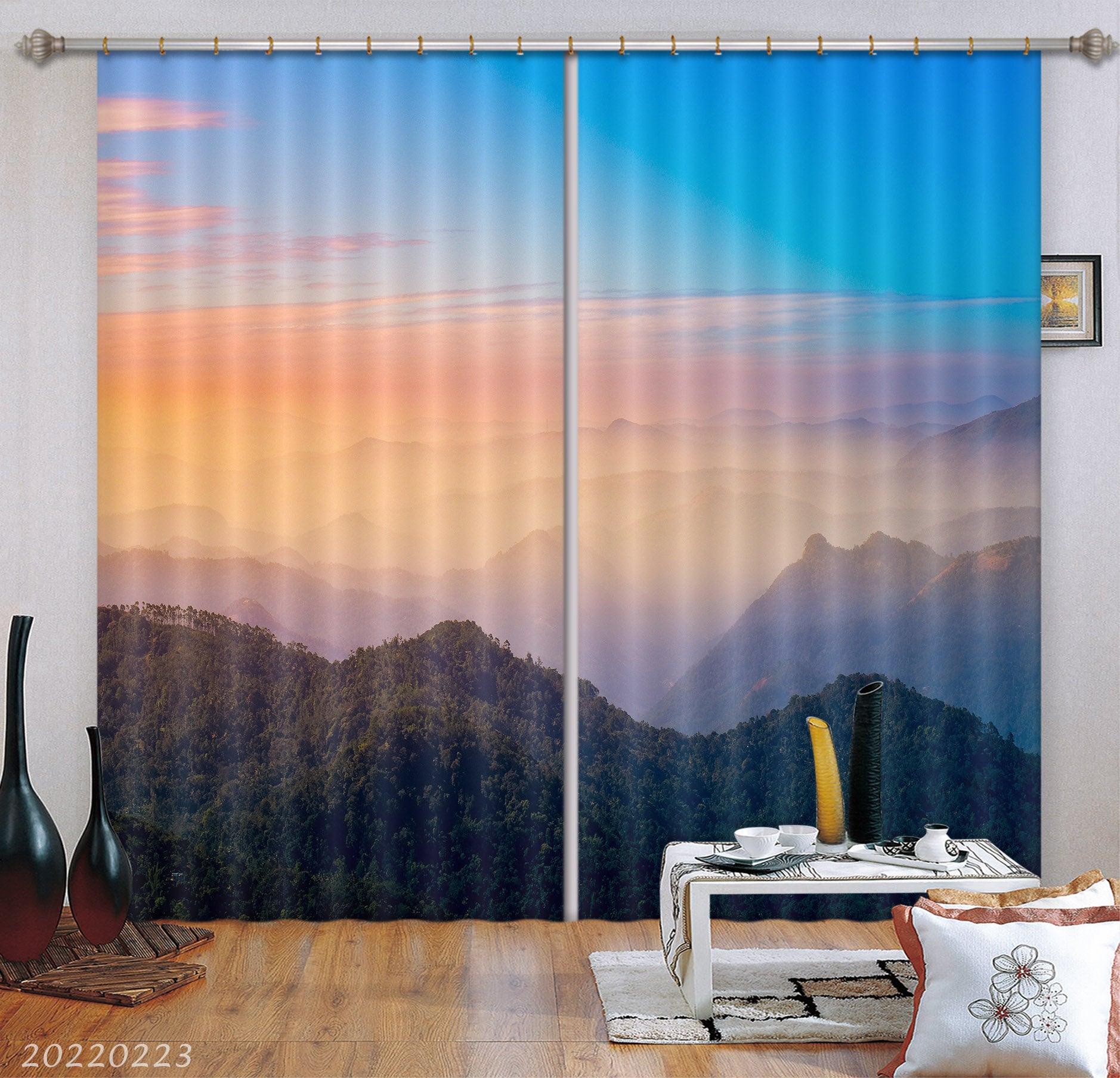 3D Landscape Mountain Forest Sunset Curtains and Drapes GD 2411- Jess Art Decoration