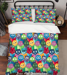 3D Colored Cartoon Owl Quilt Cover Set Bedding Set Pillowcases  35- Jess Art Decoration