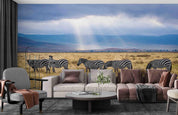 3D  Africa Grassland Zebra Sky Wall Mural Wallpaper SWW1725- Jess Art Decoration