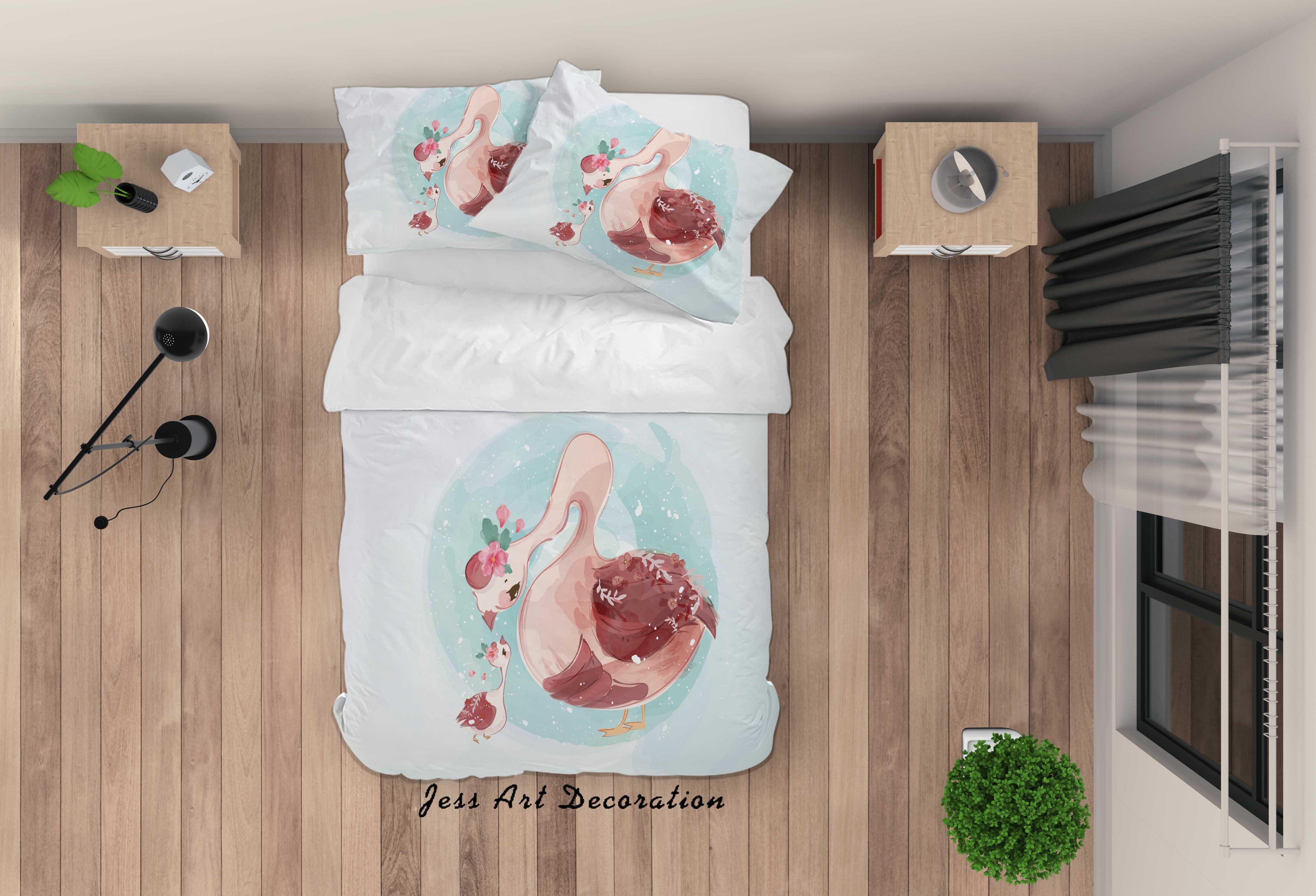 3D Watercolor Flamingo Quilt Cover Set Bedding Set Duvet Cover Pillowcases SF63- Jess Art Decoration