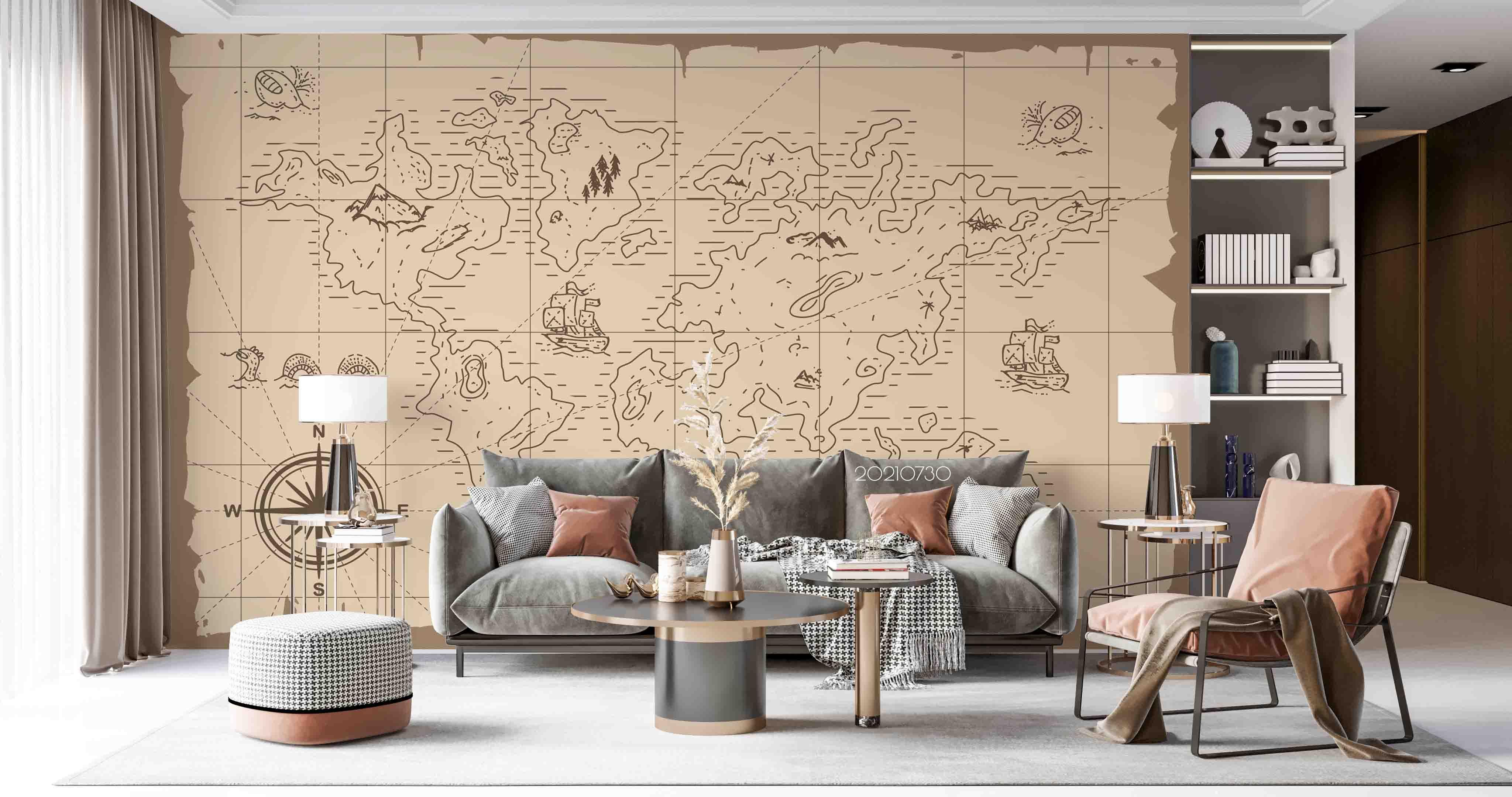 3D Vintage Hand-painted Map World Wall Mural Wallpaper SWW4475- Jess Art Decoration