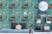 3D Cartoon Red Car Vehicle Door Tree Plant Pattern Wall Mural Wallpaper LXL- Jess Art Decoration