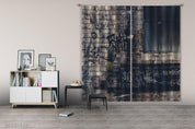 3D Abstract Brick Wall Graffiti Alphabet Curtains and Drapes GD 343- Jess Art Decoration