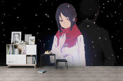 3D White Windbreaker Anime Girl dark anime girl silhouette mural wall mural wallpaper for bedroom - view 2