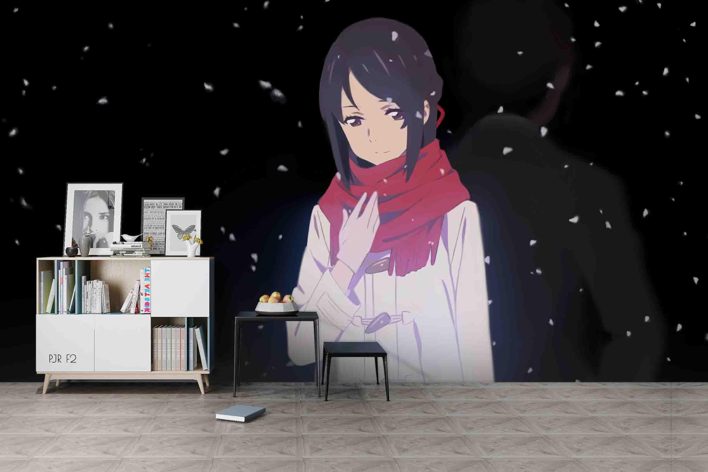 3D White Windbreaker Anime Girl dark anime girl silhouette mural wall mural wallpaper for bedroom - view 2