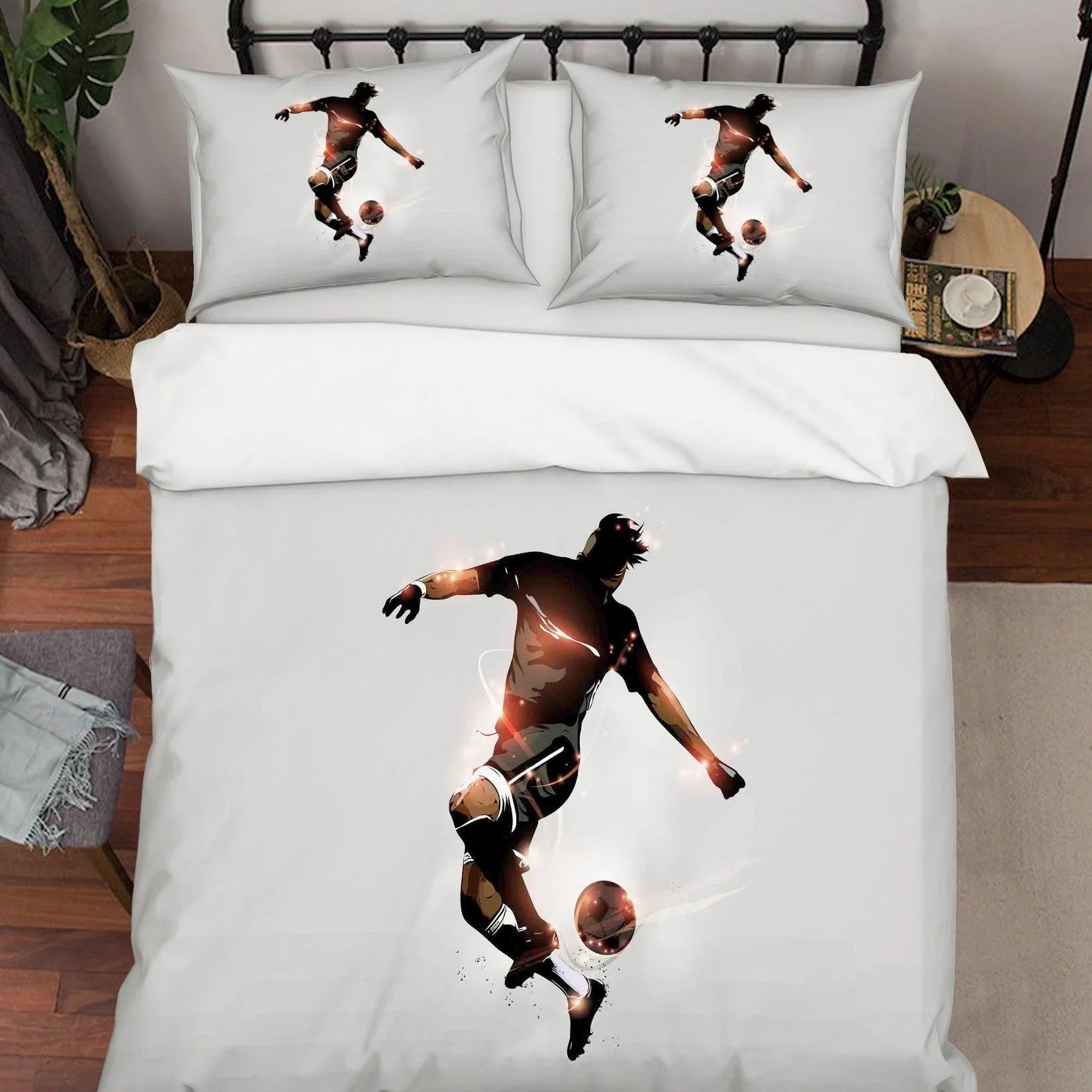 3D Soccer Player Quilt Cover Set Bedding Set Pillowcases 04- Jess Art Decoration