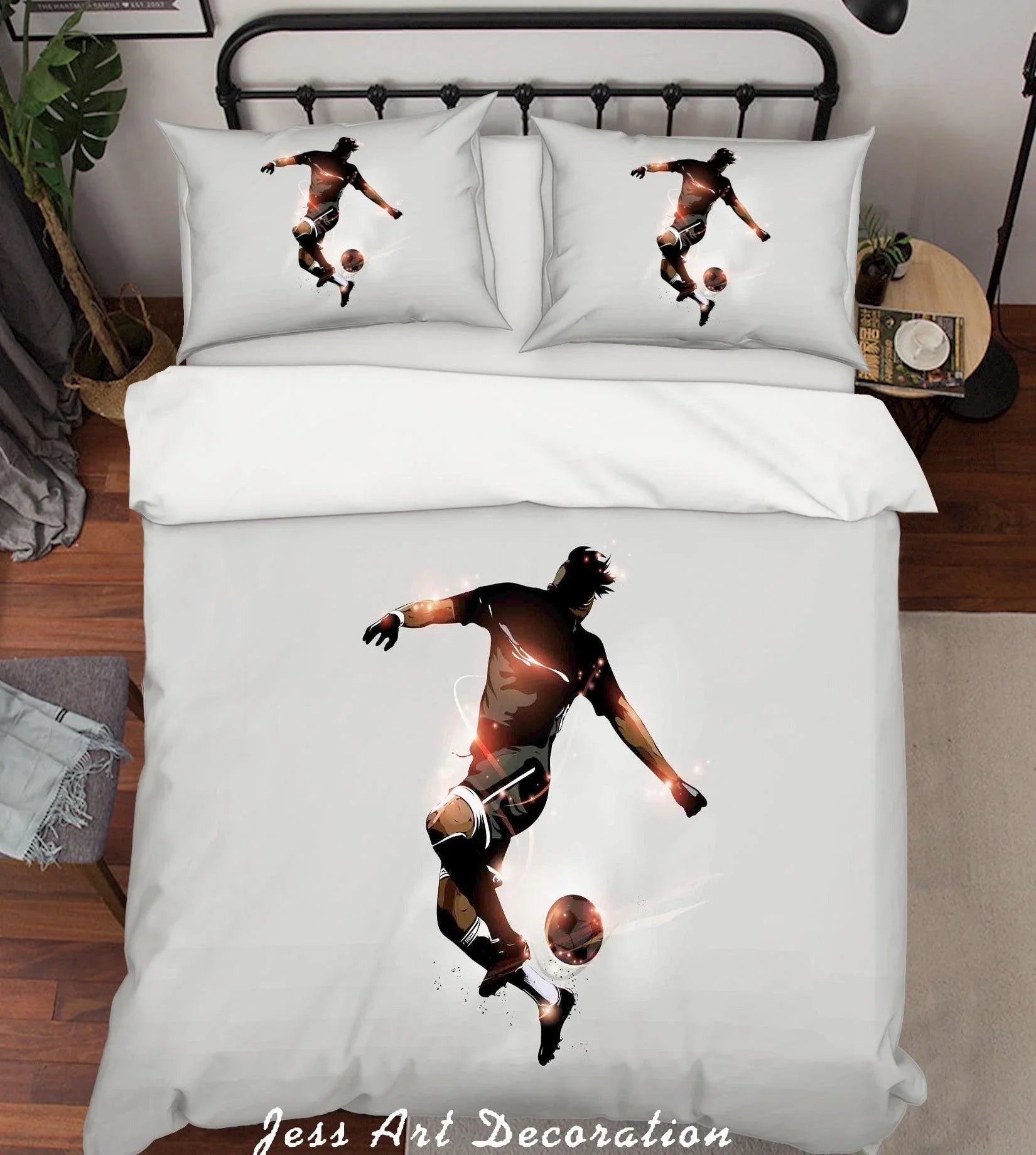 3D Soccer Player Quilt Cover Set Bedding Set Pillowcases 04- Jess Art Decoration