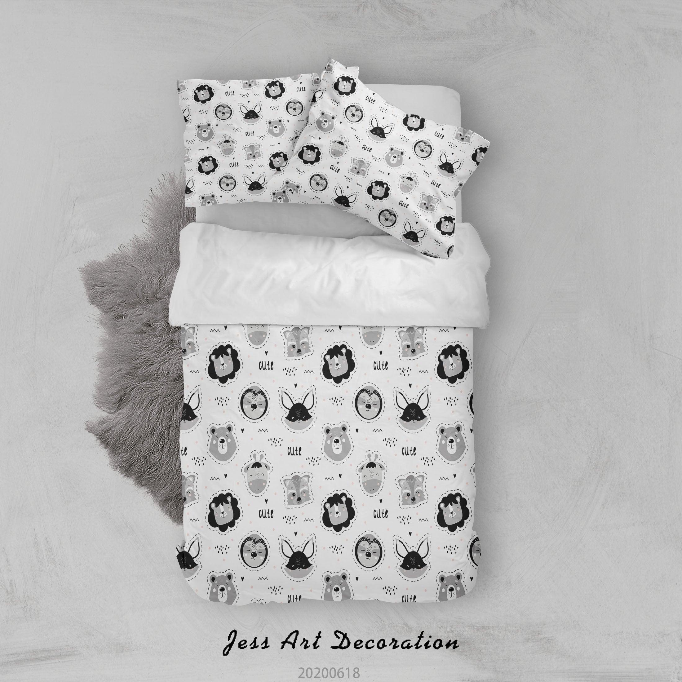 3D White Cartoon Animal Quilt Cover Set Bedding Set Duvet Cover Pillowcases SF34- Jess Art Decoration
