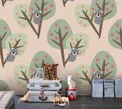 3D Cartoon Koala Green Tree Wall Mural Wallpaper A177 LQH- Jess Art Decoration