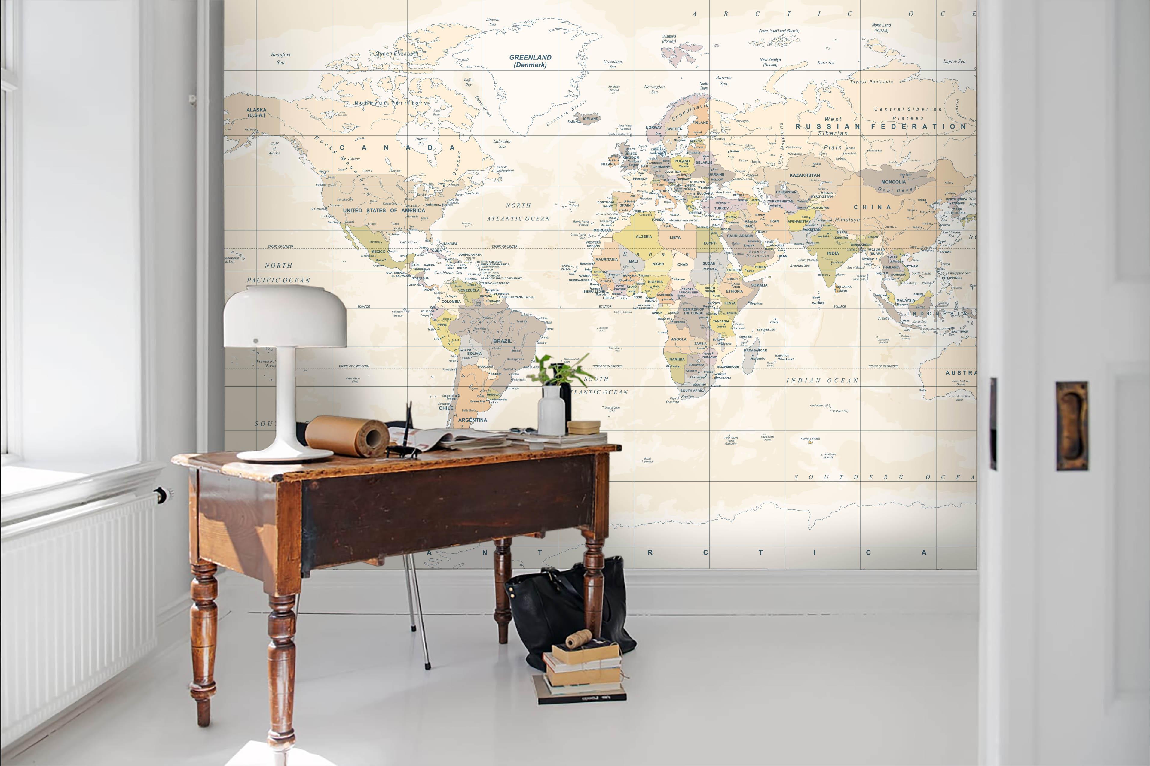 3D World Map Wall Wall Mural Wallpaper LQH 45- Jess Art Decoration