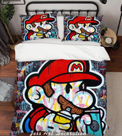 3D Graffiti Colorful Cartoon Mario Quilt Cover Set Bedding Set Duvet Cover Pillowcases LXL- Jess Art Decoration