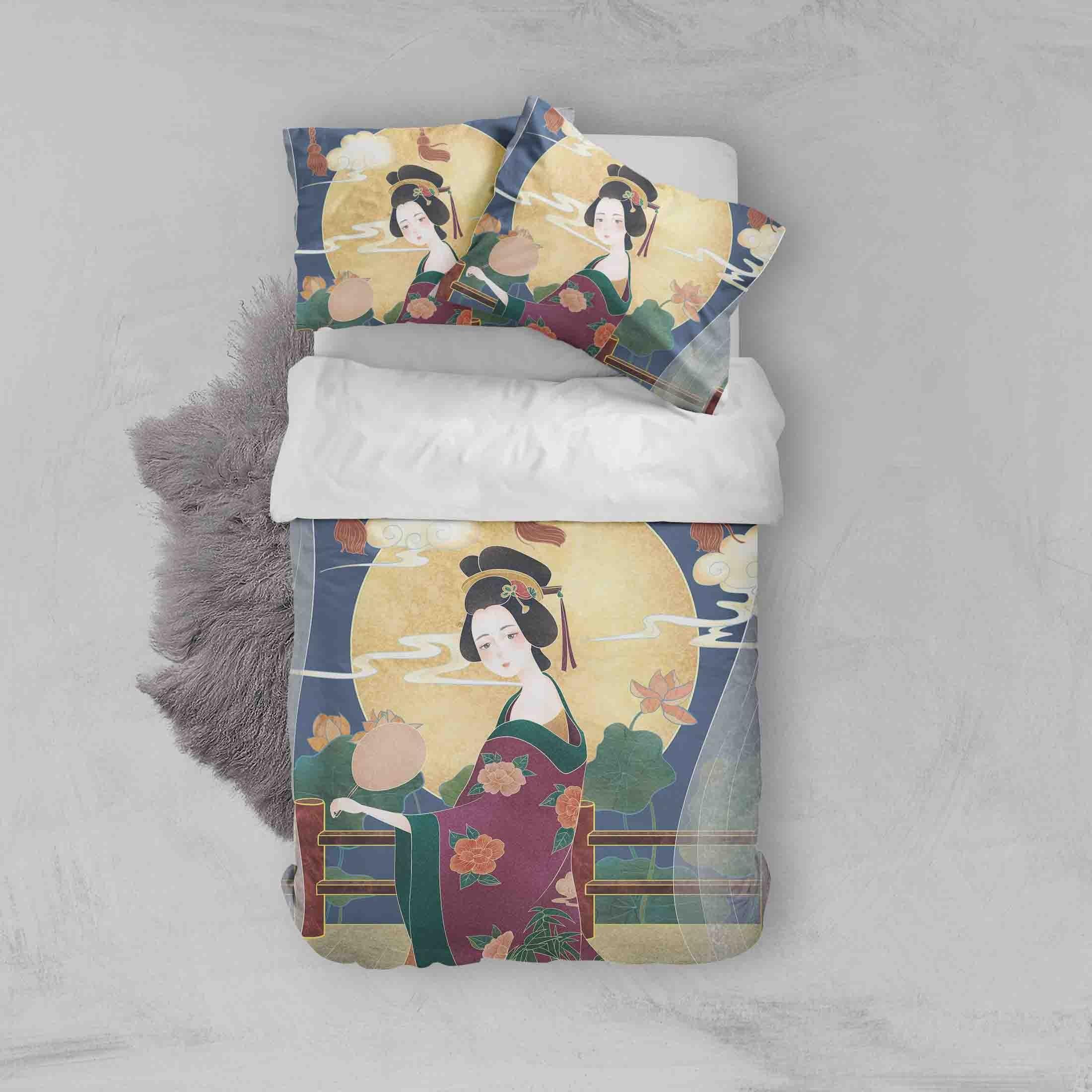 3D Abstract Japanese Beauty Quilt Cover Set Bedding Set Pillowcases 07- Jess Art Decoration