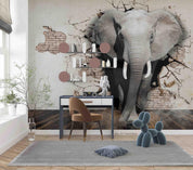 3D Brick Elephant Wall Mural Wallpaper sww 218- Jess Art Decoration