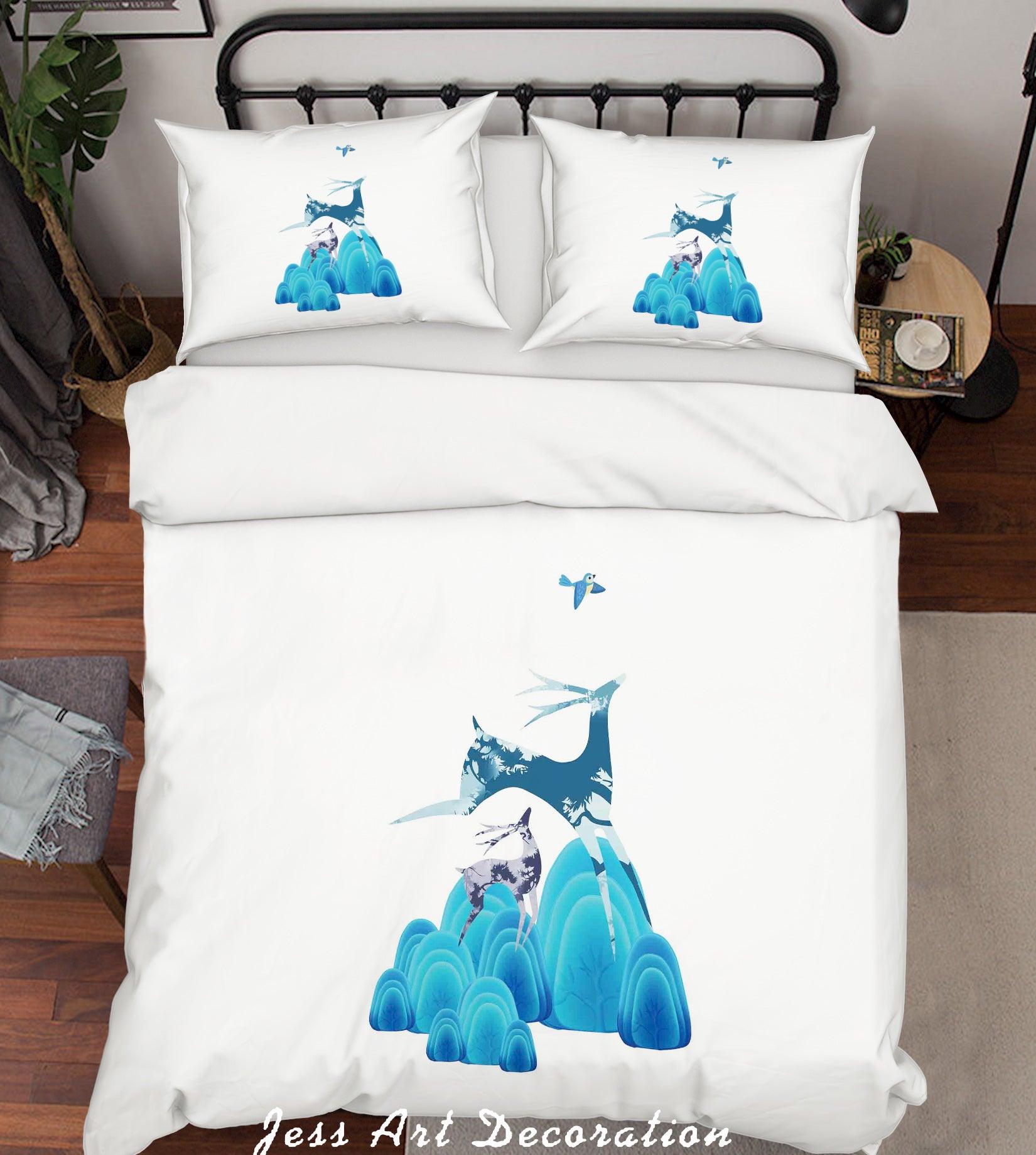 3D White Elk Mountains Quilt Cover Set Bedding Set Pillowcases 101- Jess Art Decoration
